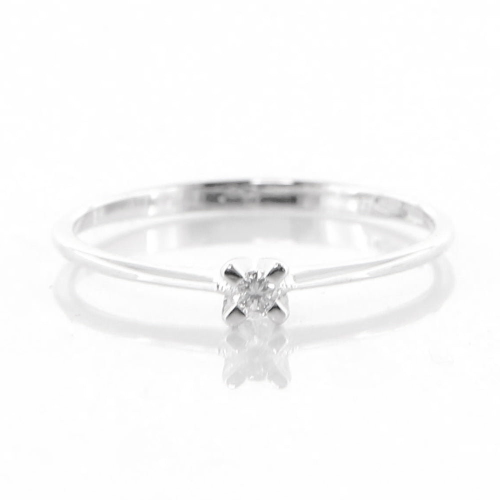 Ring Solitario in Oro Bianco con Diamanti Davite & Delucchi