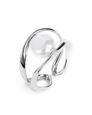 Ring a doppia fascia con perla
