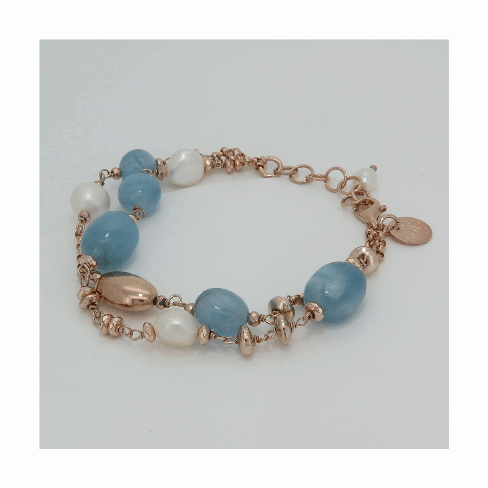 Bracelet con acquamarina a due fili
